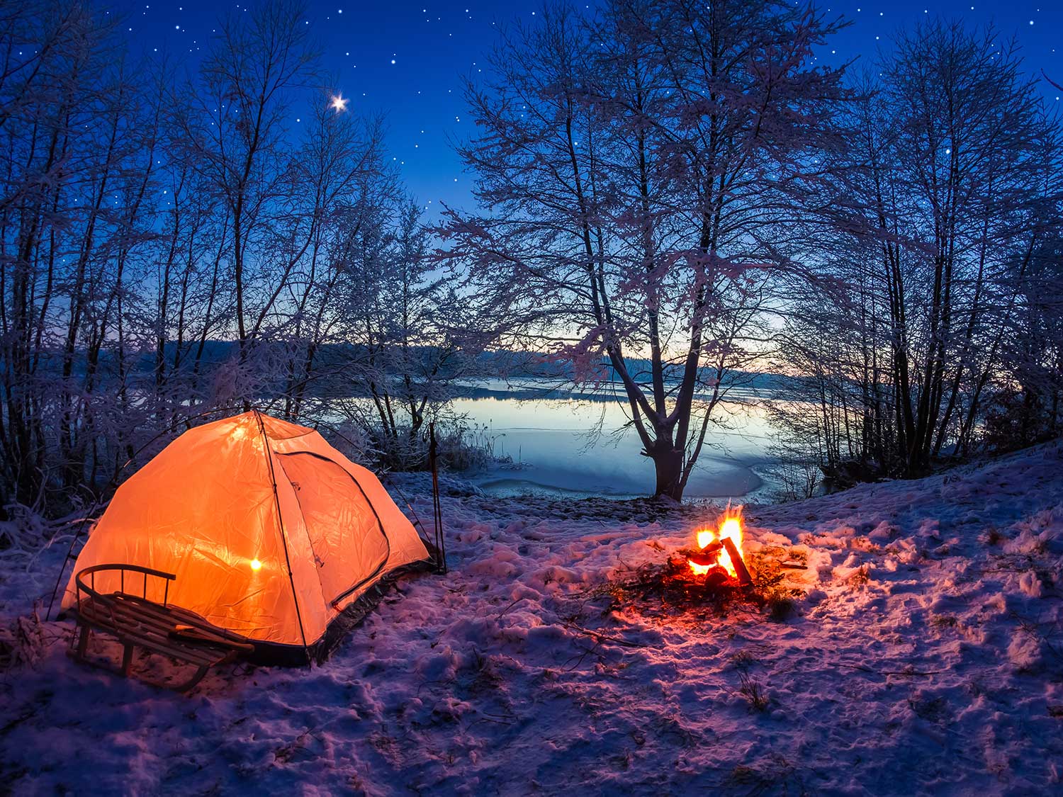 camping on a beach