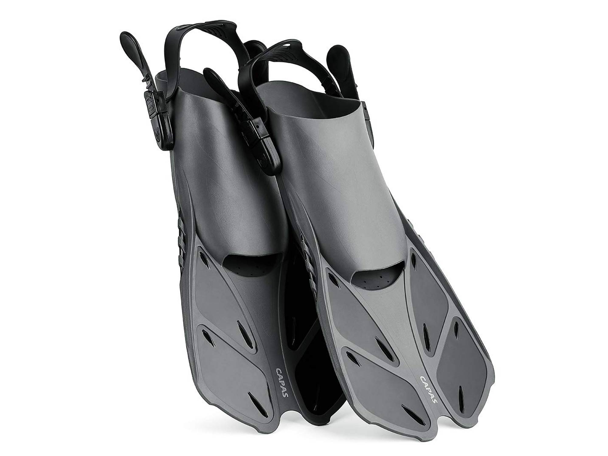 CAPAS Snorkel Fins, Swim Fins Travel Size Short Adjustable for Snorkeling Diving Adult Men Women Kids Open Heel Swimming Flippers