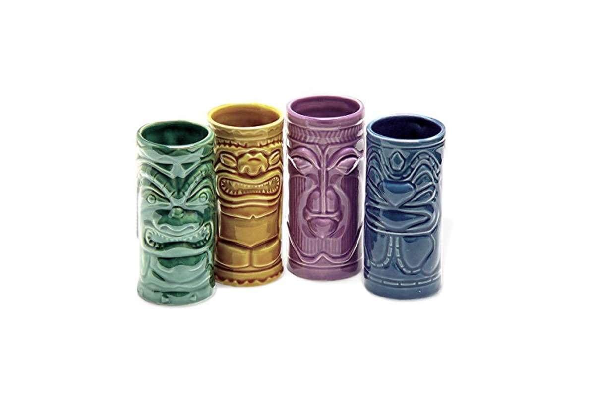 Colorful tiki mugs