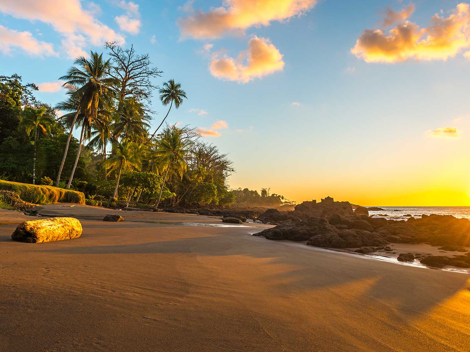 A beautiful beach at sunset in Costa Rica