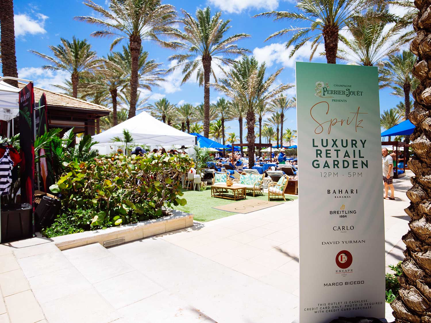 The outside summer event area at The Cove at Atlantis Paradise Island