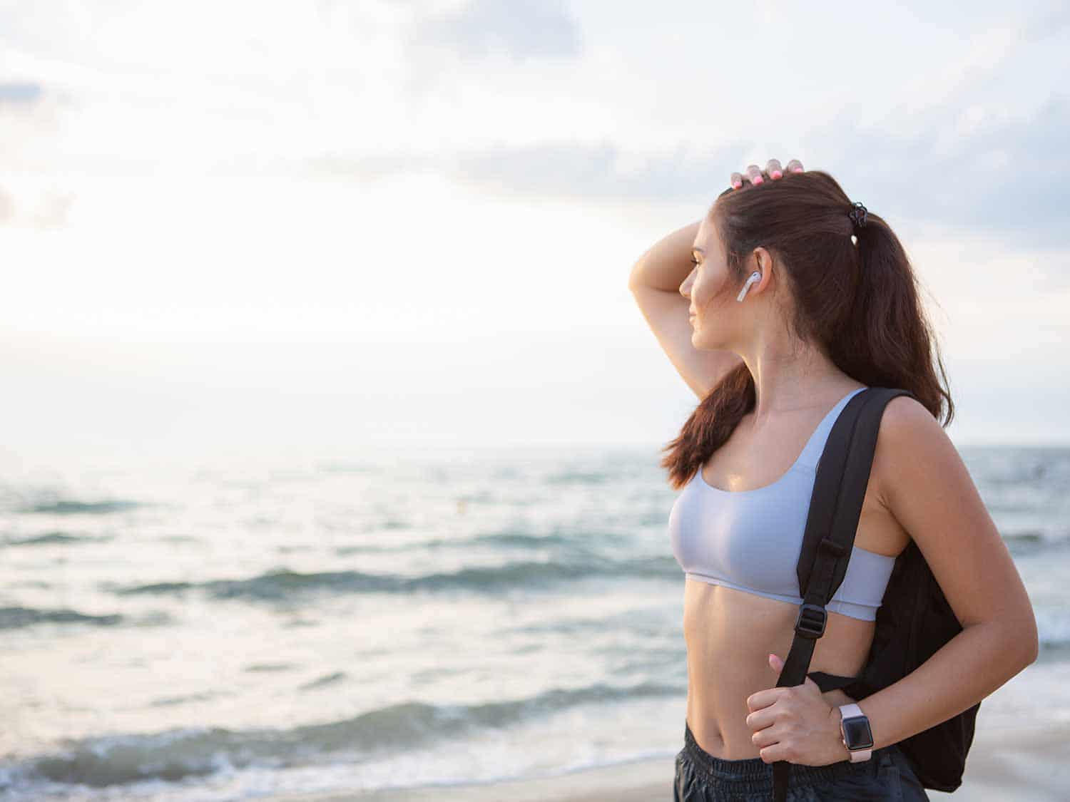 Earbuds on the beach