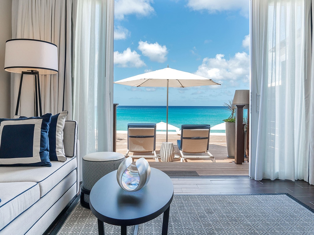 A beachfront suite at Fairmont Royal Pavilion