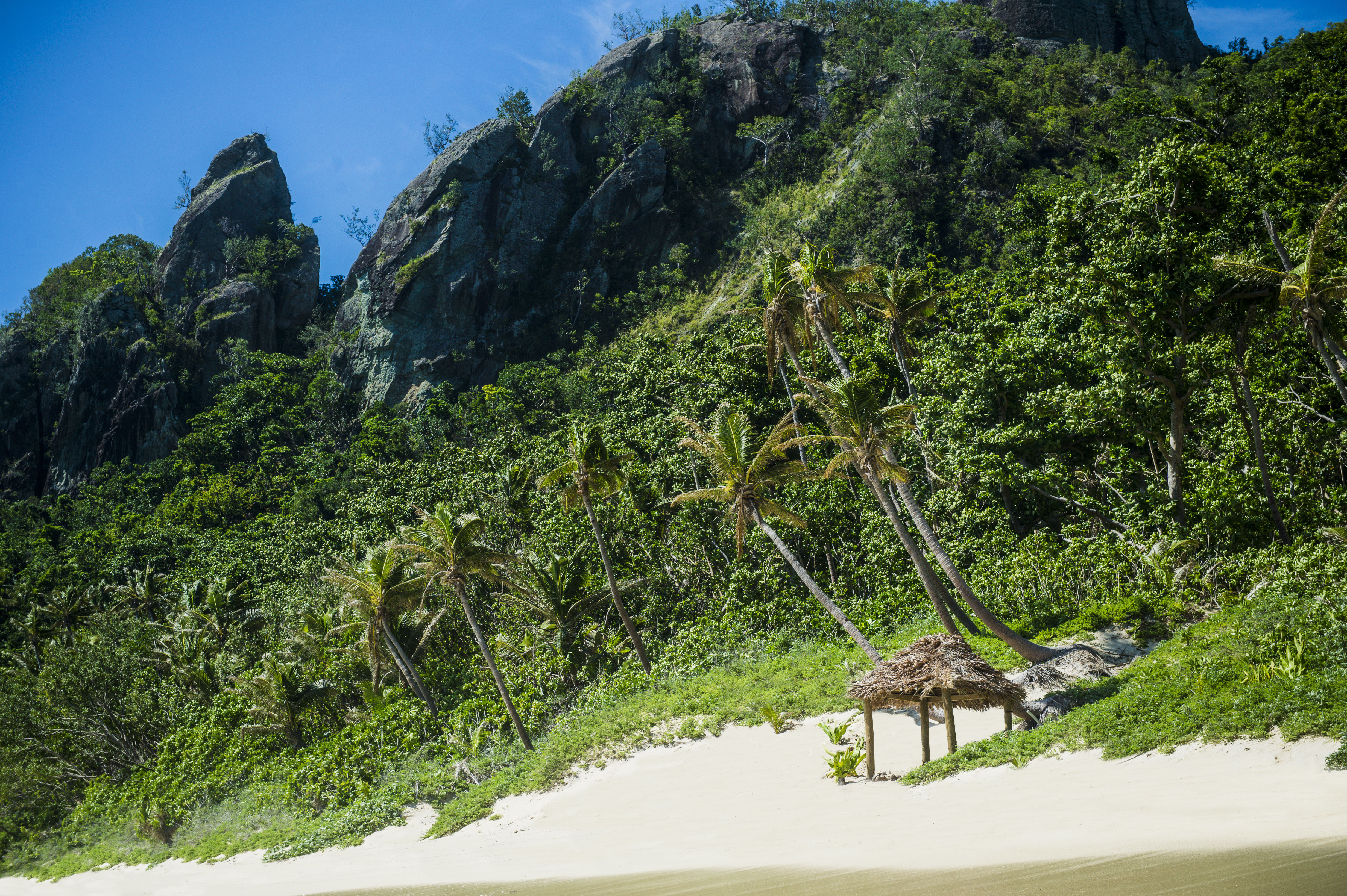 A lone hut sits on Liku Beach on Tokoriki Island in Fiji.