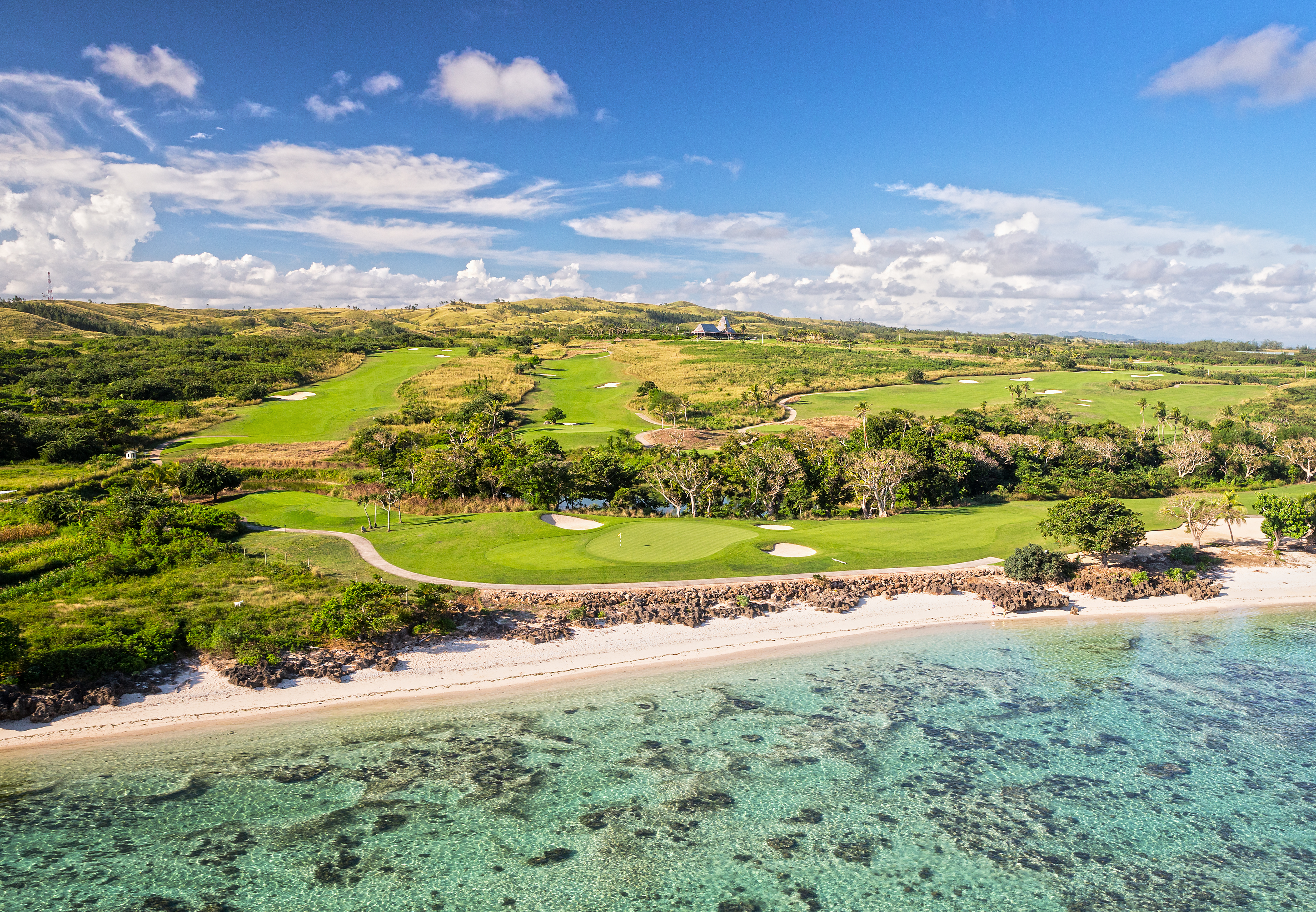 The golf course at InterContinental Fiji Golf Resort and Spa next to Natadola Beach.