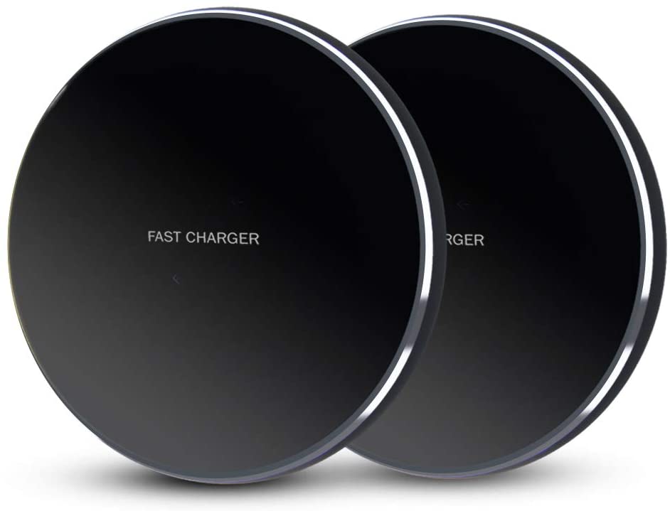 GLOUE Wireless Charger 10W Qi Wireless Charging Compatible with iPhone 11/11Pro/11Pro Max/Xs Max/XS/XR/X/8 Plus, Compatible with Galaxy S9/S9+/S8/S8+, 5W for All Qi-Enabled Phones-2 Pack