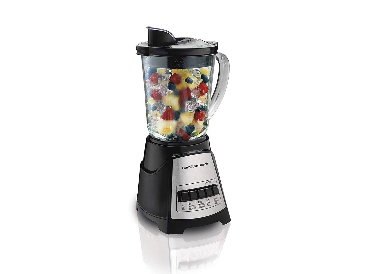 Hamilton Beach Power Elite Blender with 12 Functions for Puree, Ice Crush, Shakes and Smoothies and 40 Oz BPA Free Glass Jar, Black and Stainless Steel