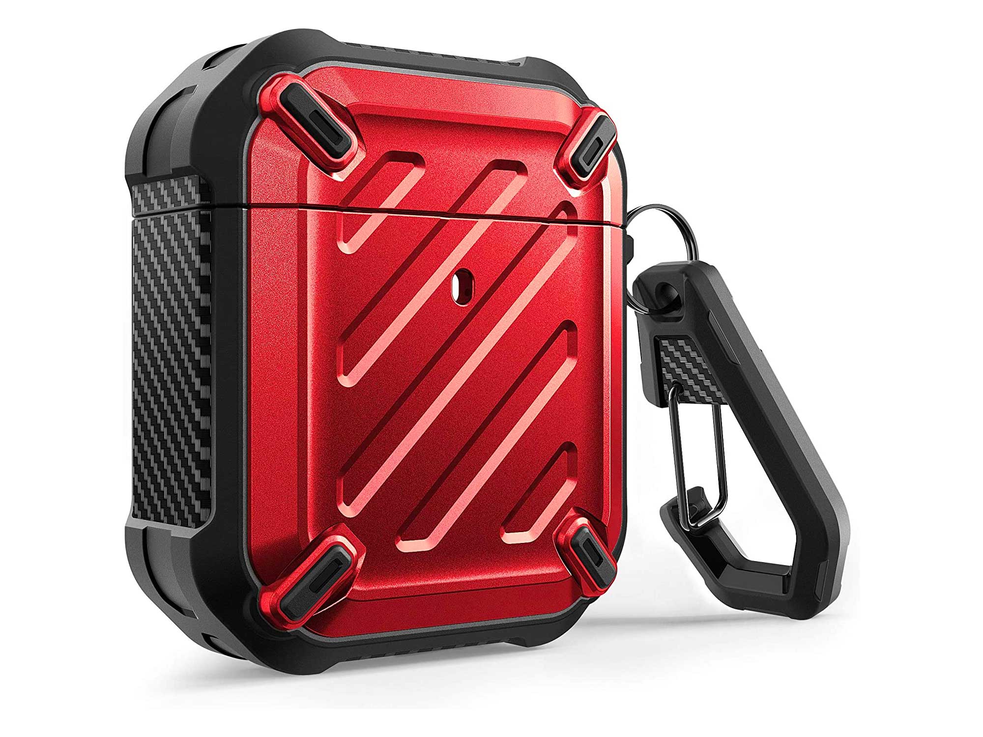SUPCASE Unicorn Beetle Pro Series Case Designed for Airpods 1 & 2, Full-Body Rugged Protective Case with Carabiner for Apple Airpods 1st & 2nd (Red)