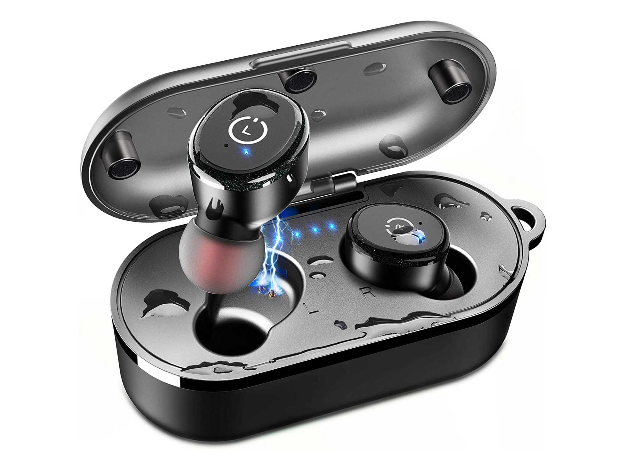 TOZO T10 Bluetooth 5.0 Wireless Earbuds with Wireless Charging Case IPX8 Waterproof TWS Stereo Headphones in Ear Built in Mic Headset Premium Sound with Deep Bass for Sport Black