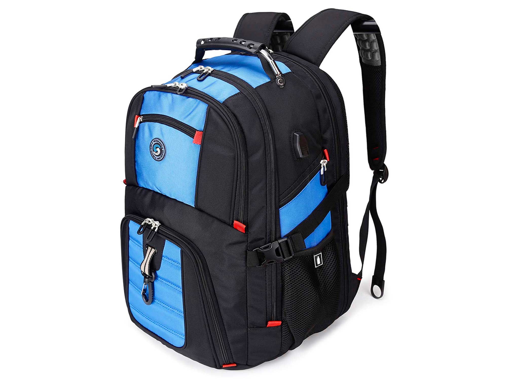 Durable 50L Travel Laptop Backpack with USB Charging Port fit 17 Inch Laptops Blue