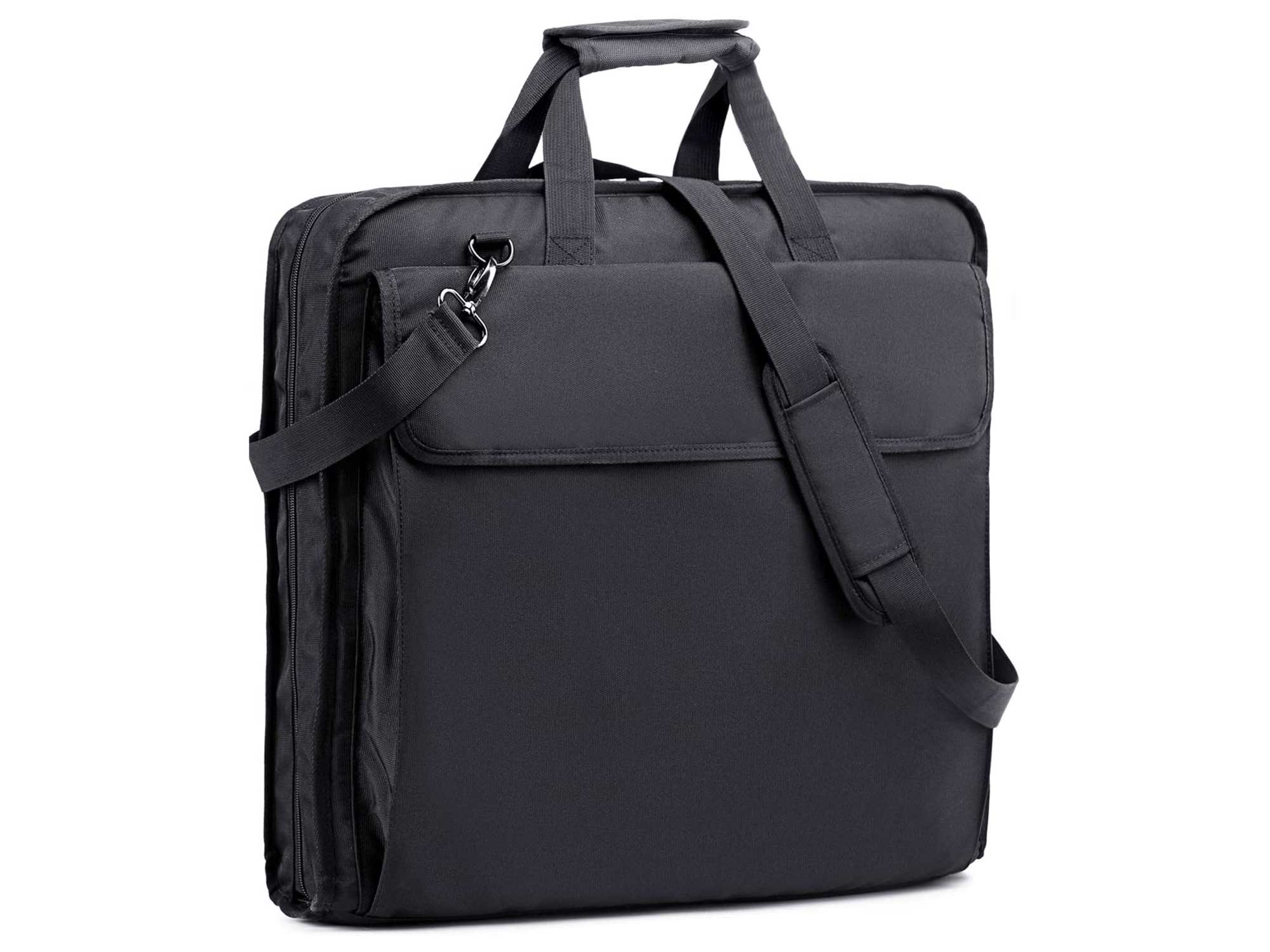 BERTASCHE Garment Bag for Travel, Waterproof Foldable Luggage Hanging Suit Bag with Shoulder Strap for Shirts Dresses Coats in Black
