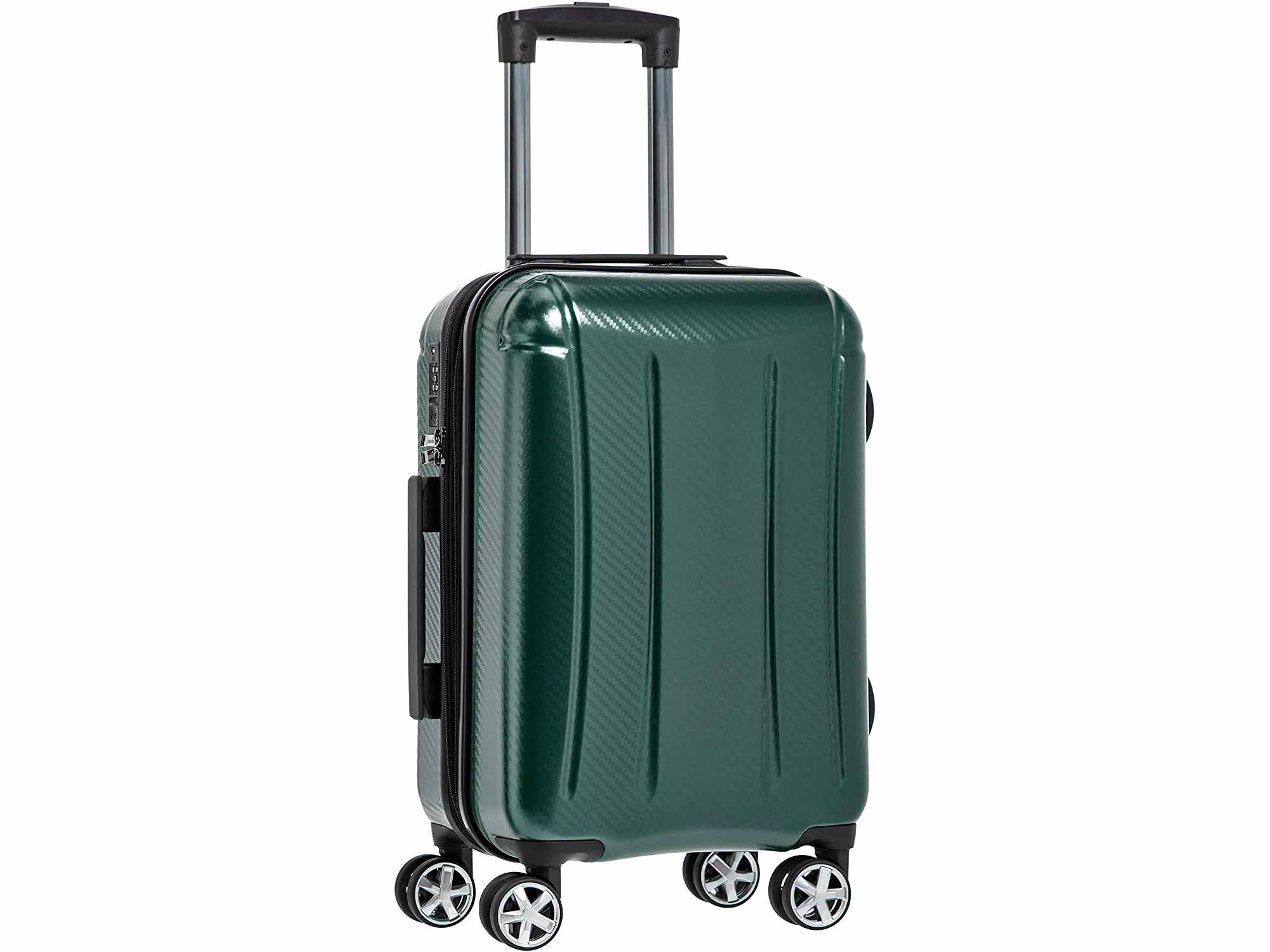 AmazonBasics Oxford Carry-On Expandable Spinner Luggage Suitcase with TSA Lock - 21.8 Inch, Green