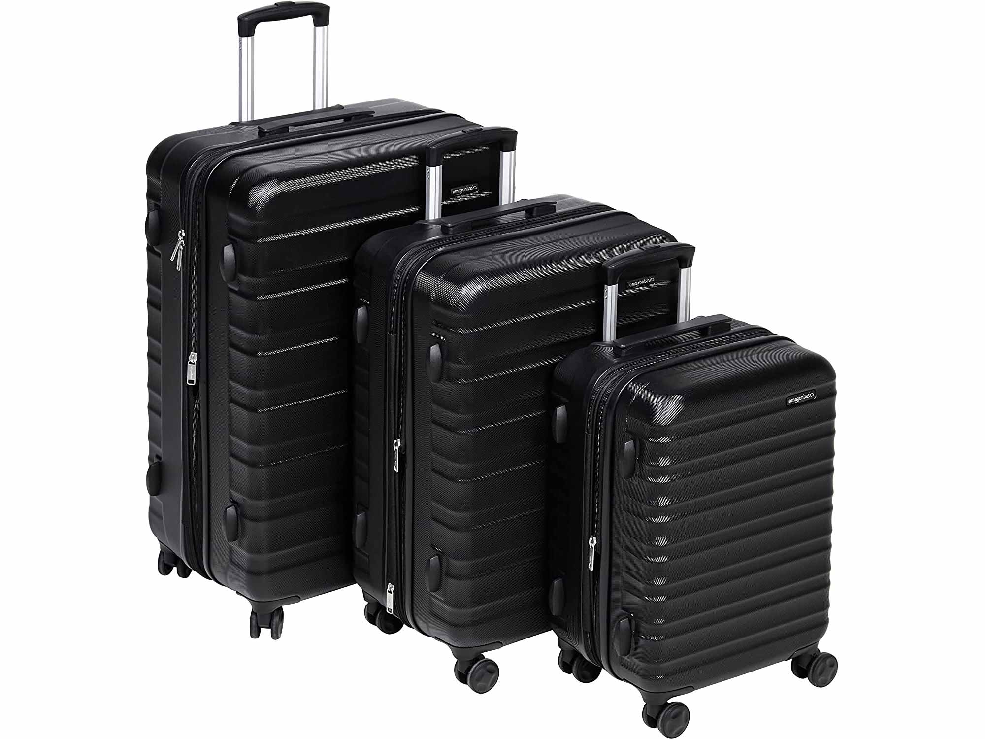 AmazonBasics Hardside Spinner Suitcase Luggage - Expandable with Wheels - 3-Piece Set, Black