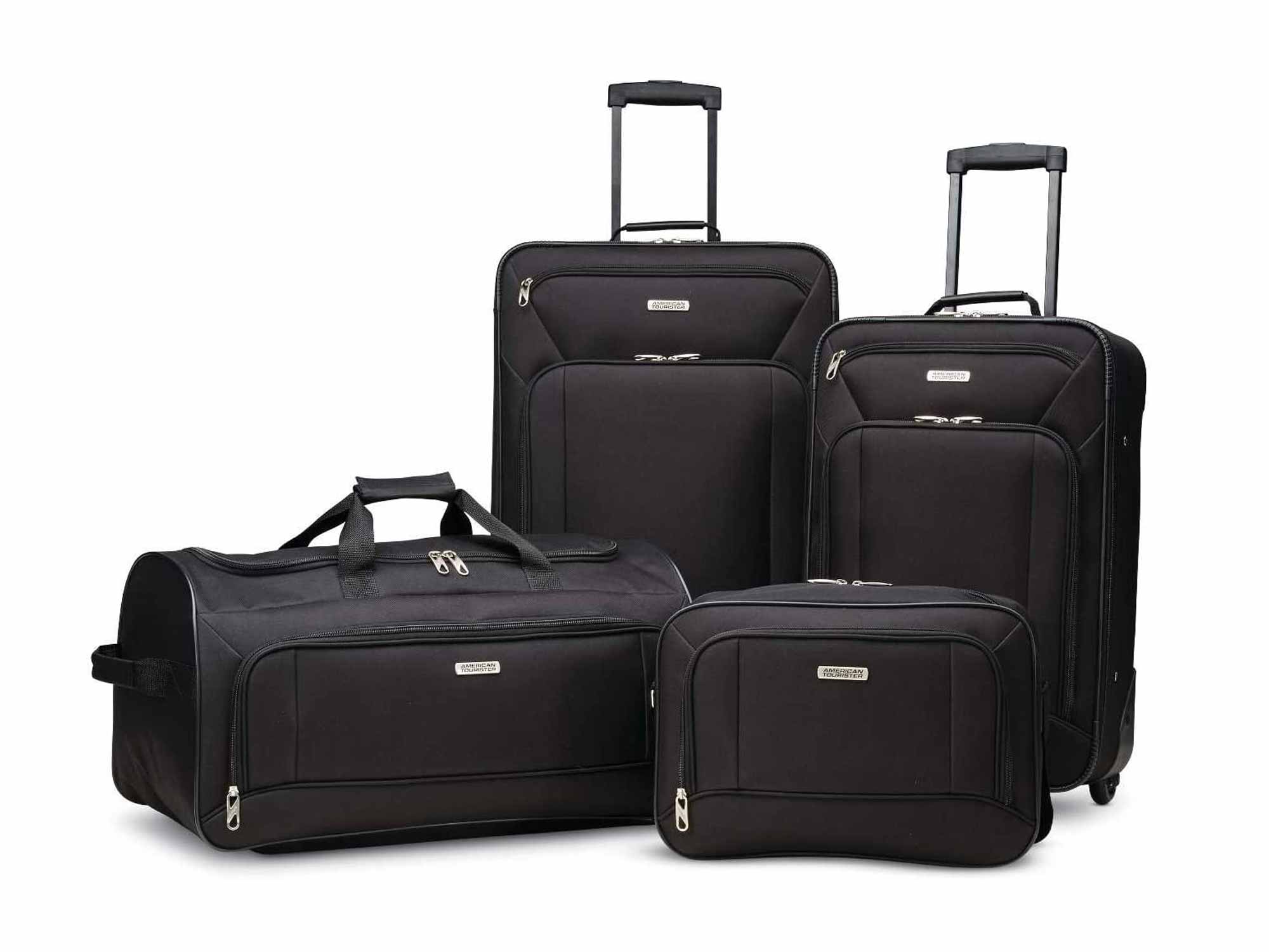 American Tourister Fieldbrook XLT Softside Upright Luggage, Black, 4-Piece Set