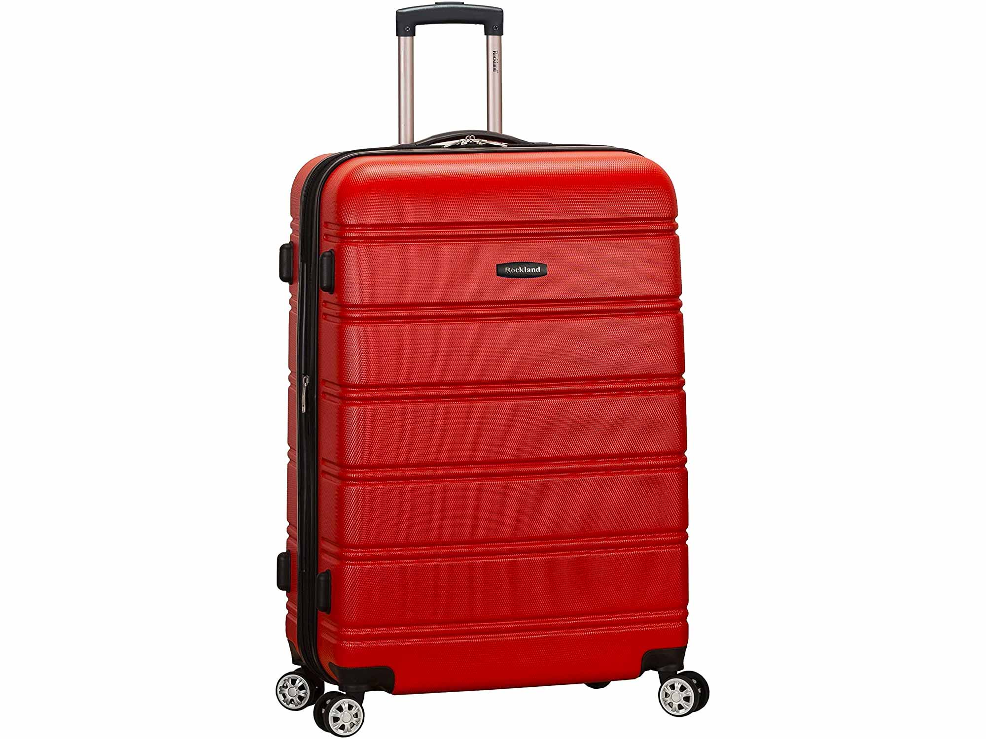 Rockland Melbourne Hardside Expandable Spinner Wheel Luggage, Red, Checked-Large 28-Inch