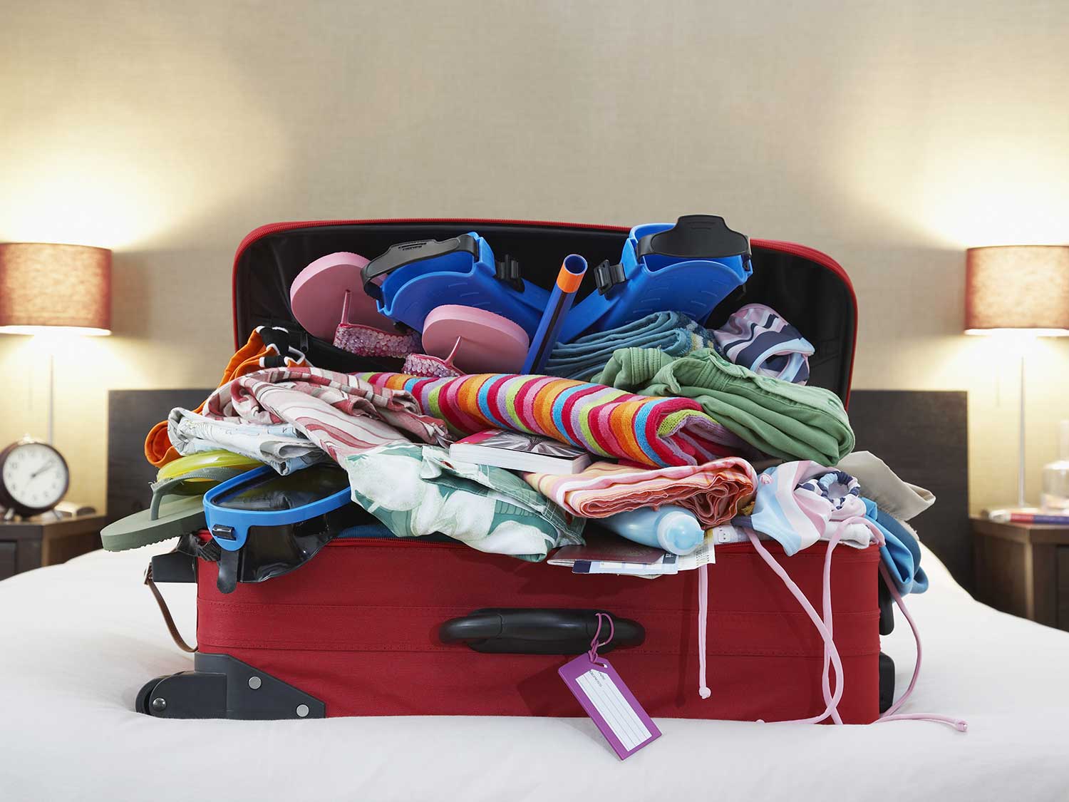 Messy, overstuffed luggage