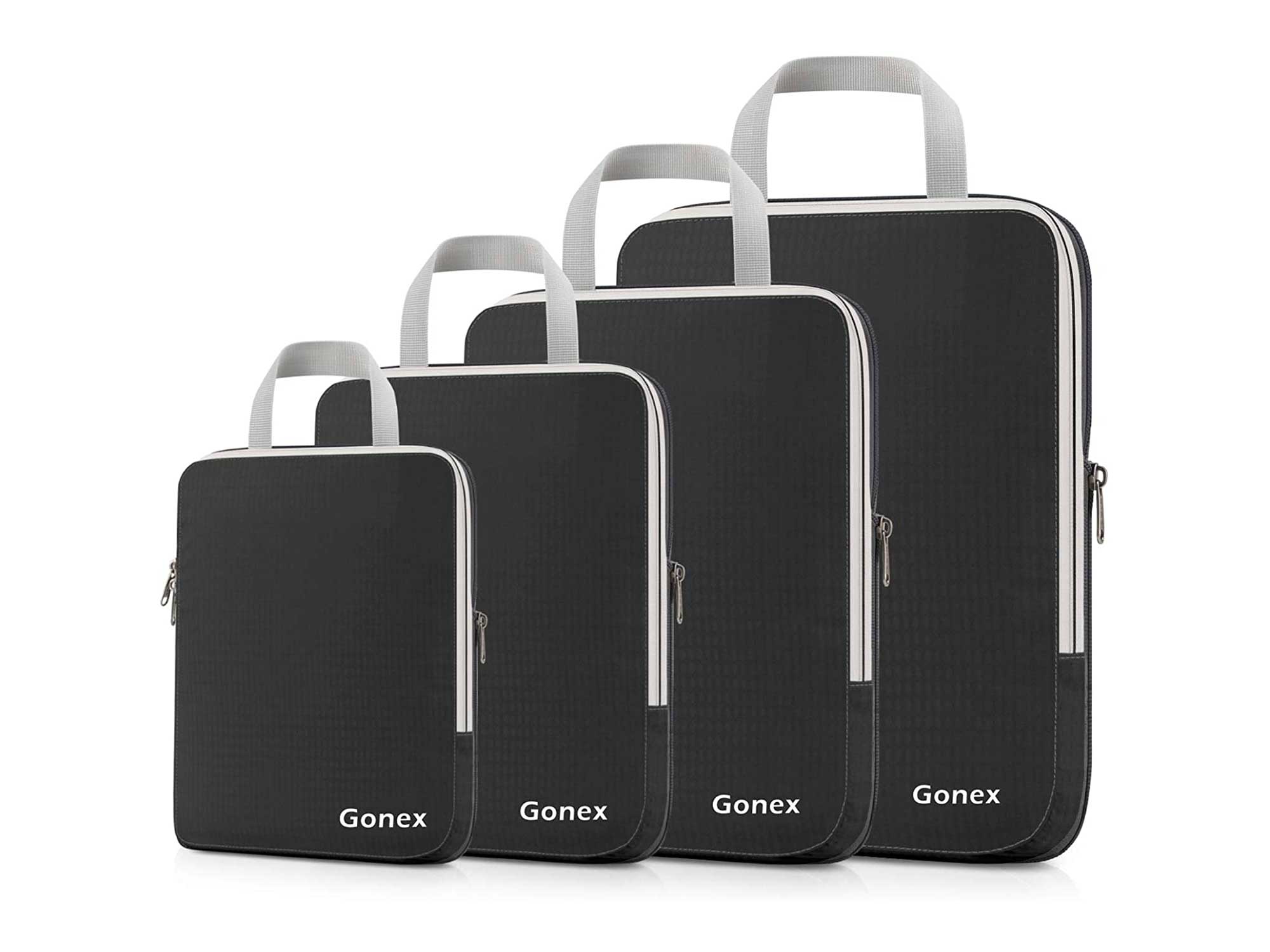 Gonex Compression Packing Cubes, 4pcs Expandable Storage Travel Luggage Bags Organizers