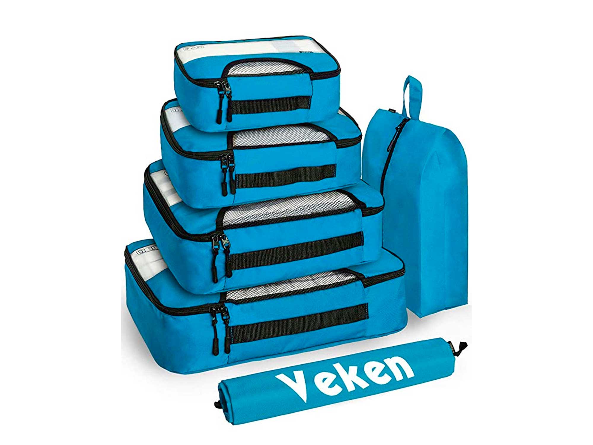 Veken 6 Set Packing Cubes, Travel Luggage Organizers with Laundry Bag & Shoe Bag