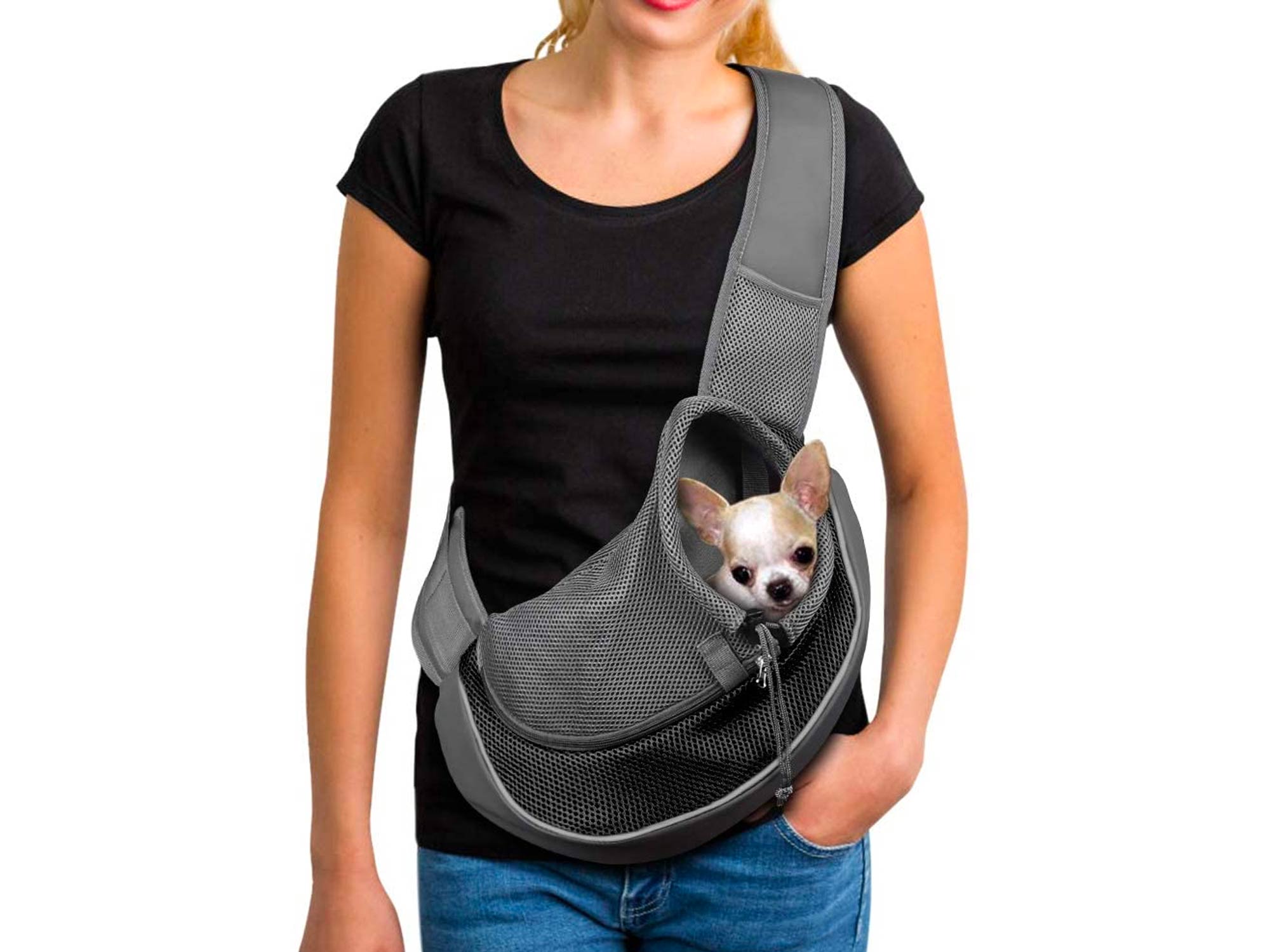 YUDODO Pet Dog Sling Carrier Breathable Mesh Travel Safe Sling Bag Carrier for Dogs Cats