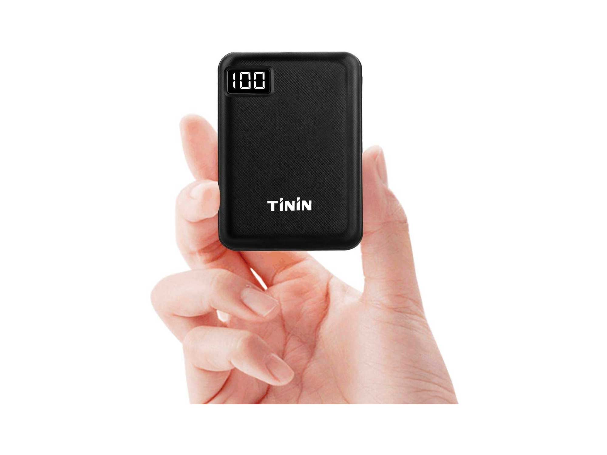 Mini Portable Charger Battery 10000mAh Power Bank USB External Battery Packs with Dual USB Output 2.1A for iPhone IPad Samsung Tablet [UL Certified Wall Charger Included] TININ, T096