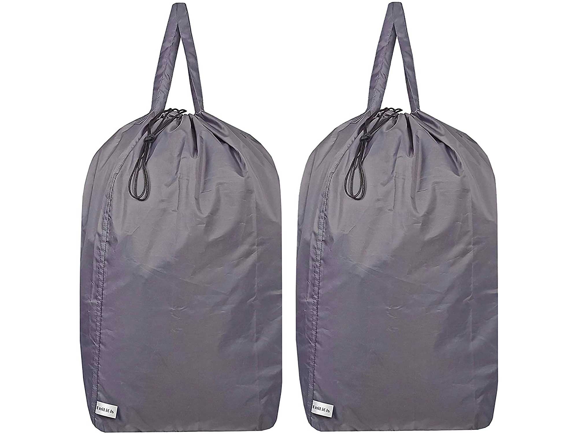 UniLiGis Washable Travel Laundry Bag with Handles and Drawstring (2 Pack), Heavy Duty Large Enough to Hold 3 Loads of Laundry, Fit a Laundry Basket or Clothes Hamper, 27.5x34.5 in,Grey