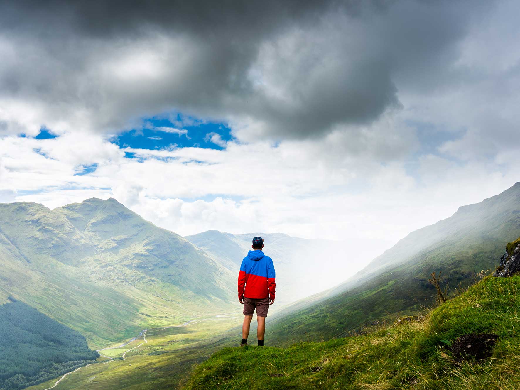 Person in a jacket on a mountain