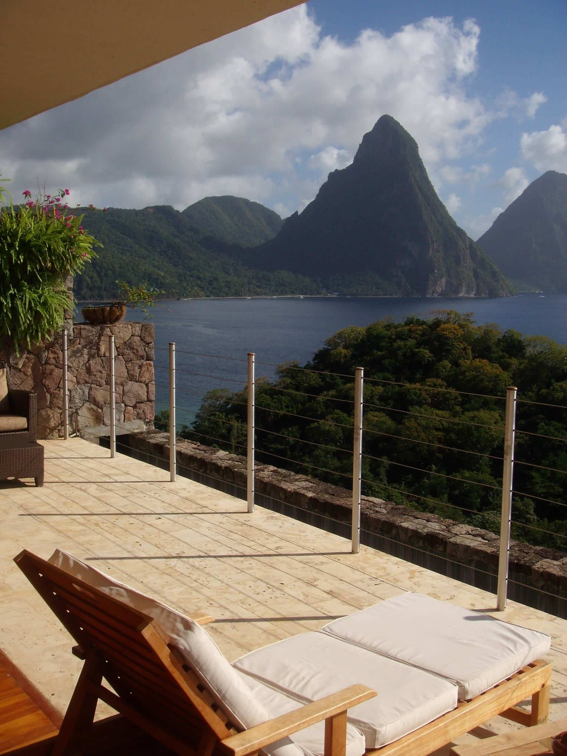 View of Petit Piton from a room at Jade Mountain.