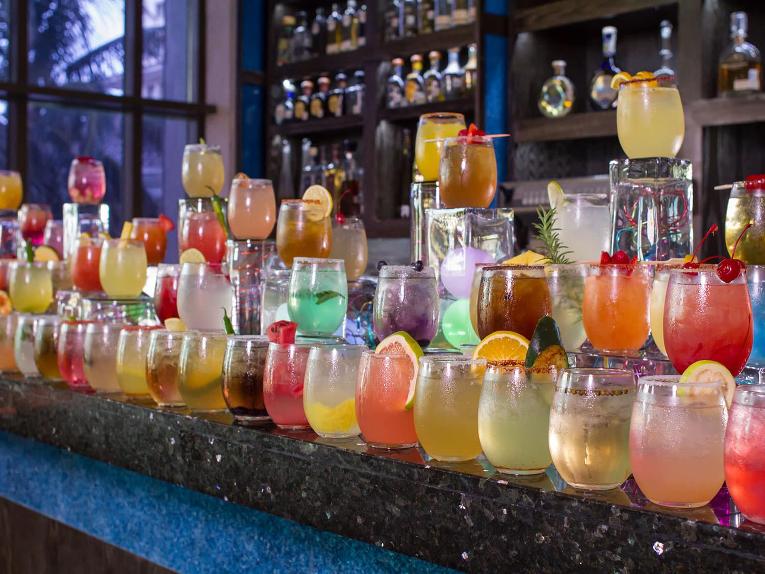 An assortment of 150 different types of margaritas.