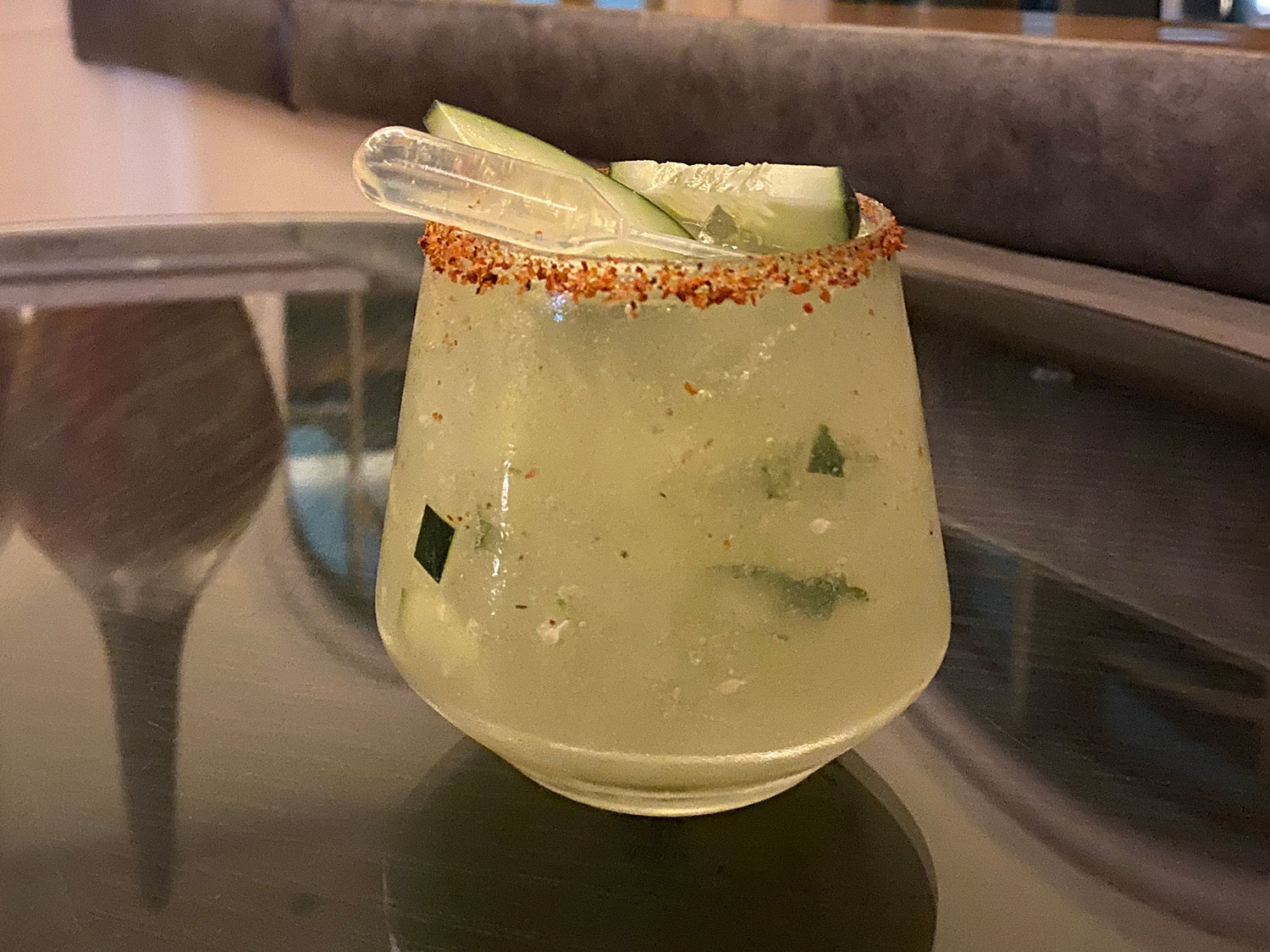 A spicy cucumber margarita