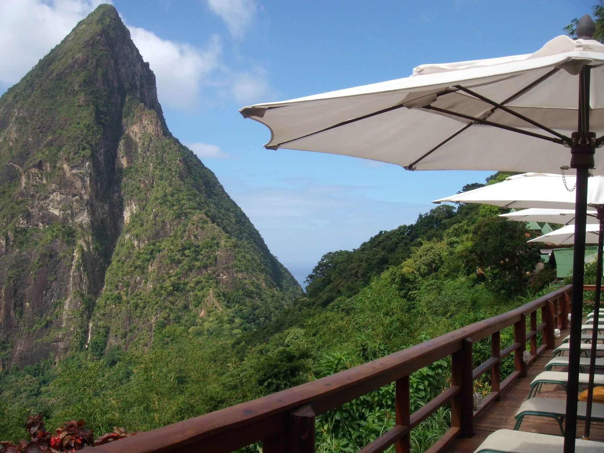 View of the Petit Piton from Ladera Resort