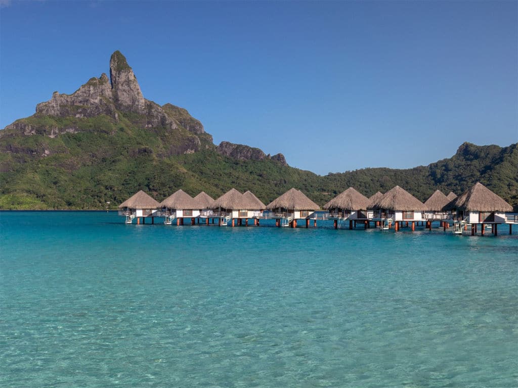 Le Méridien Bora Bora overwater bungalows.