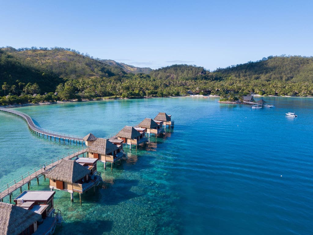 Overwater bungalows at the Likuliku Lagoon Resorts