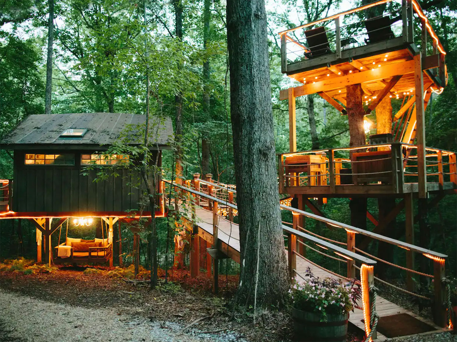 An AIRBNB Farm Treehouse getaway in the woods.