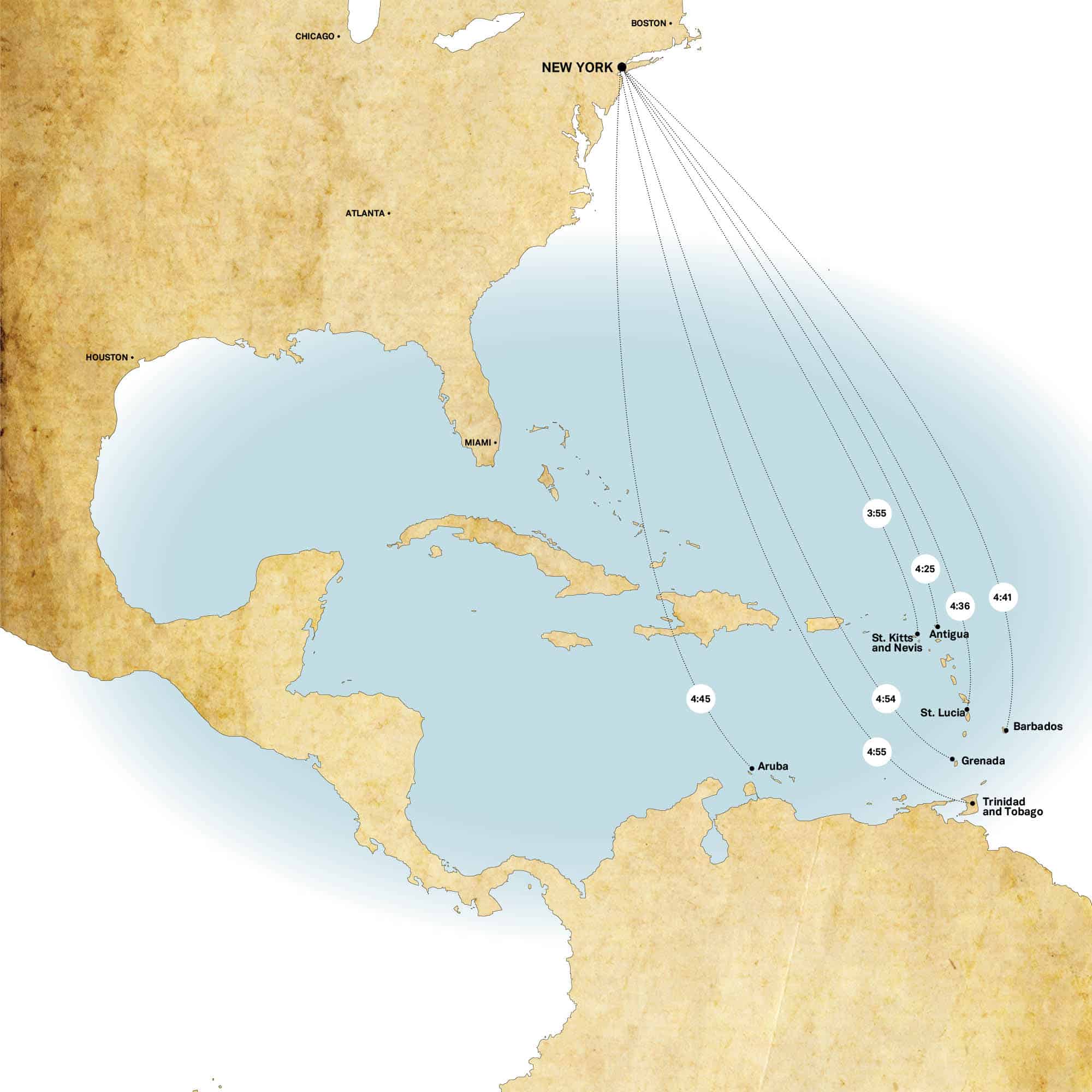 Nonstop Flights from New York to Caribbean | Direct Flights to Caribbean | New York Travel Map 2