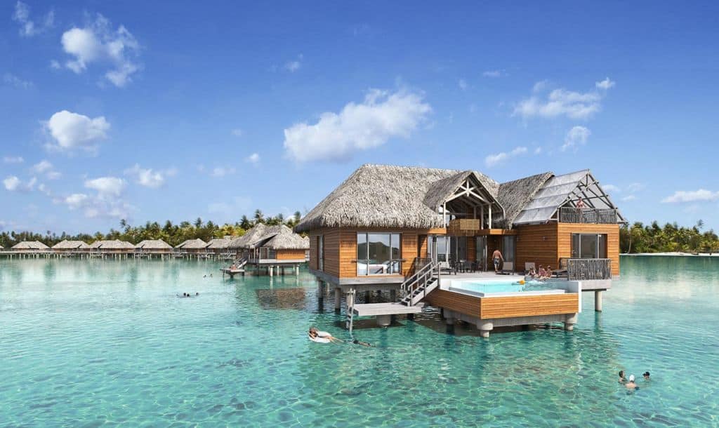 Bora Bora romantic resort overwater bungalows