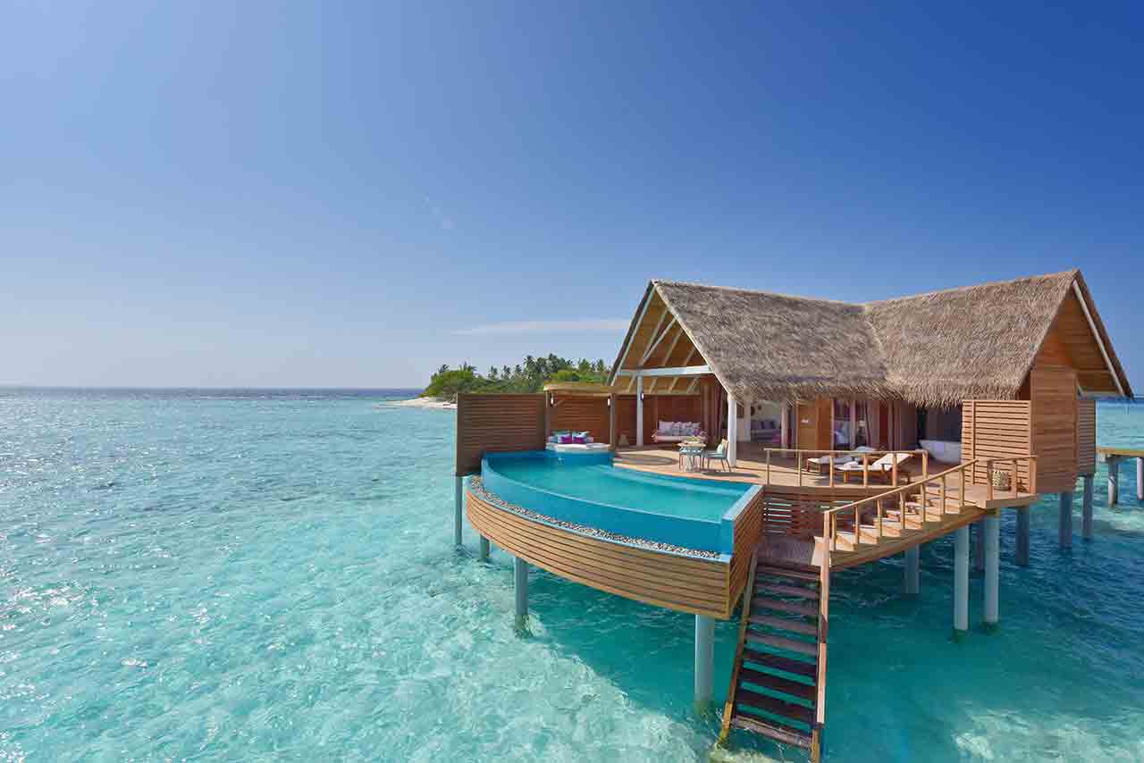 Overwater bungalows in the Maldives