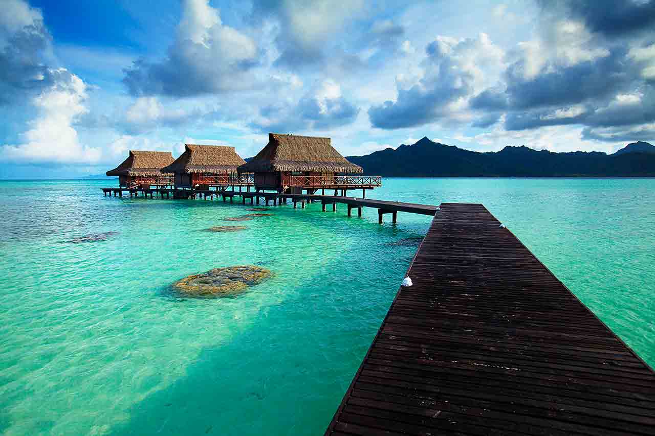 Overwater bungalows in Tahiti