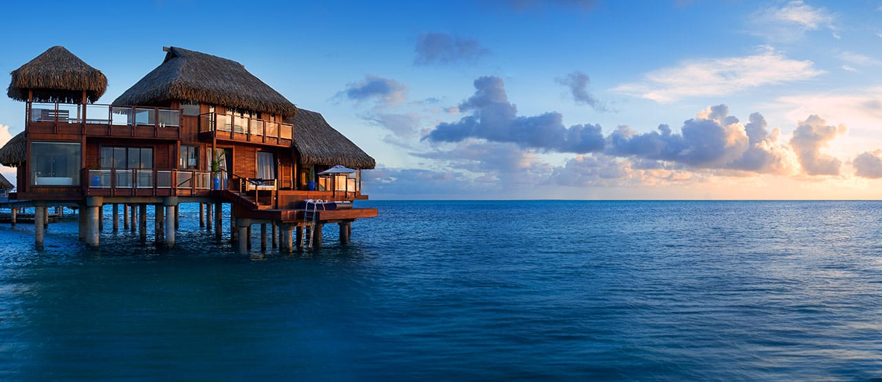 Overwater bungalows in Tahiti: Conrad Bora Bora Nui