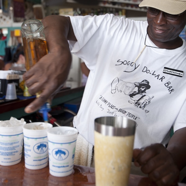 the bartender adds the Pusser's Rum, two to four ounces depending on the generosity of the pour.