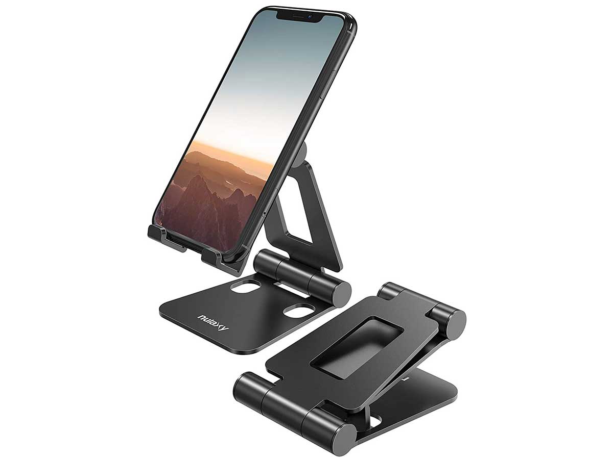 Nulaxy A4 Cell Phone Stand, Fully Foldable, Adjustable Desktop Phone Holder Cradle Dock Compatible with Phone 11 Pro Xs Xs Max Xr X 8, iPad Mini, Nintendo Switch, Tablets (7-10