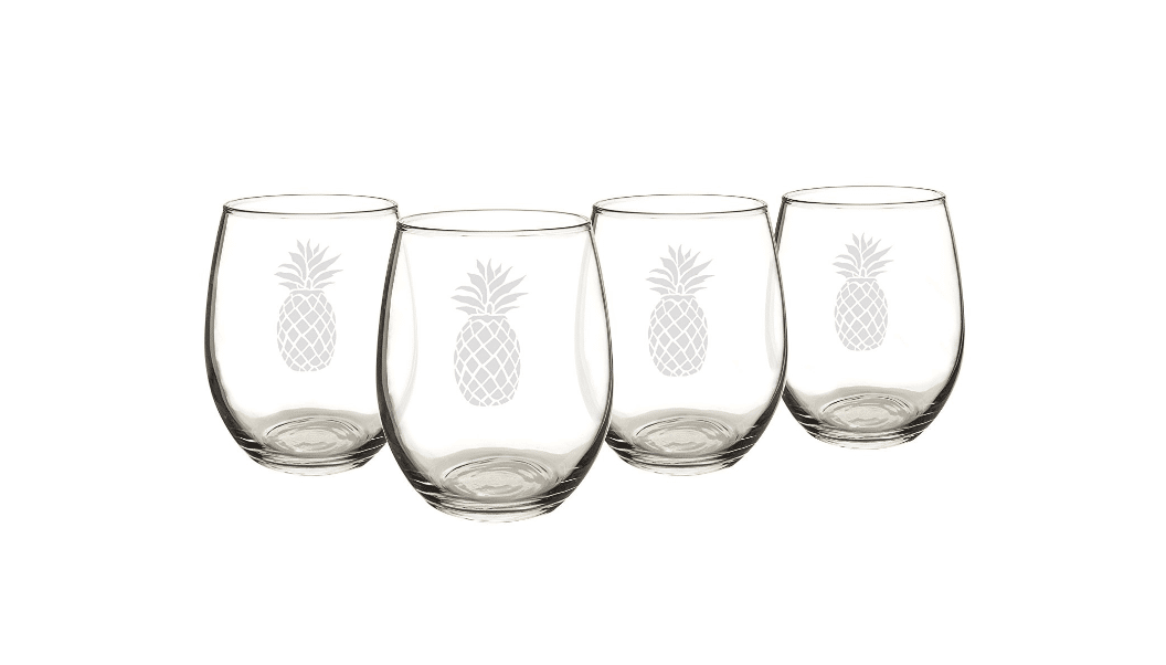 Pineapple Gifts: Stemless Wine Glasses