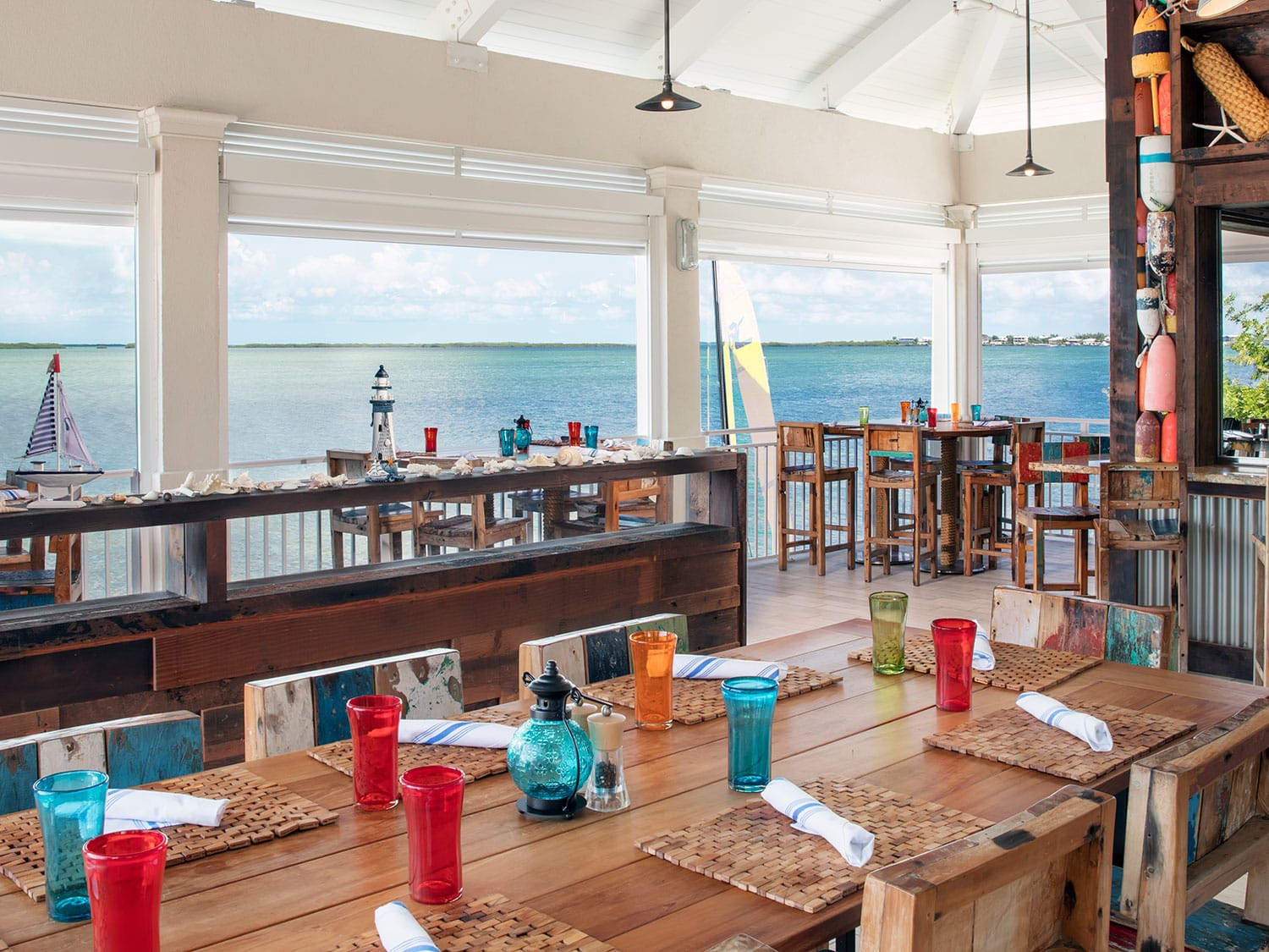 An island beach resort dining area.