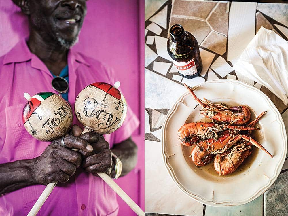 Portie's Soldier Camp Bar and Grill, man holding maracas