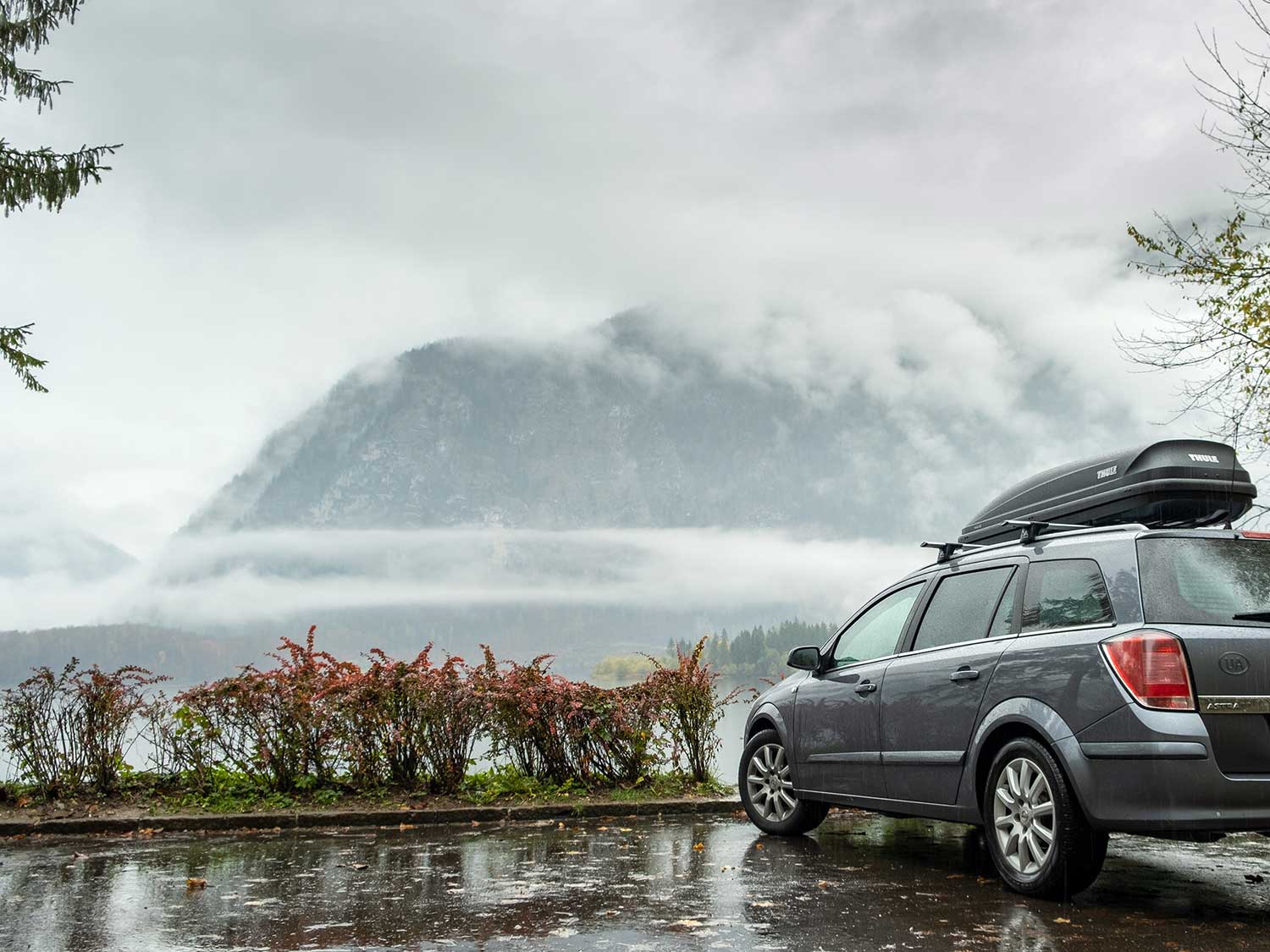 parked car in the rain