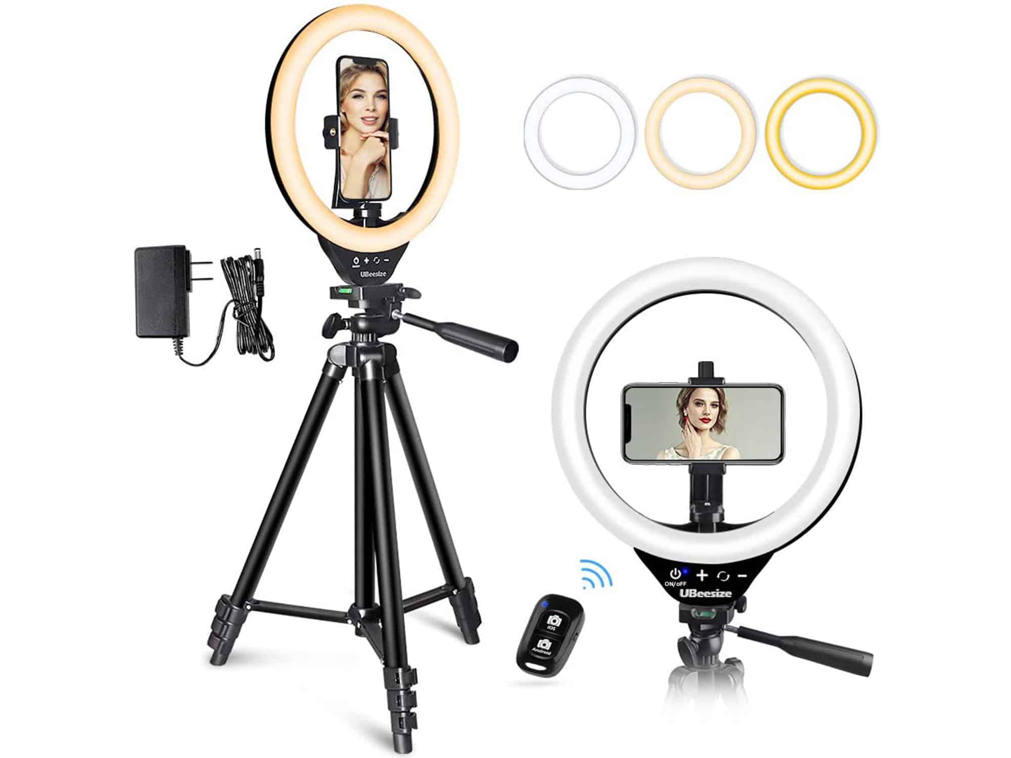 UBeesize 10'' LED Ring Light with Stand and Phone Holder, Selfie Halo Light for Photography/Makeup/Vlogging/Live Streaming, Compatible with Phones and Cameras (2020 Version)