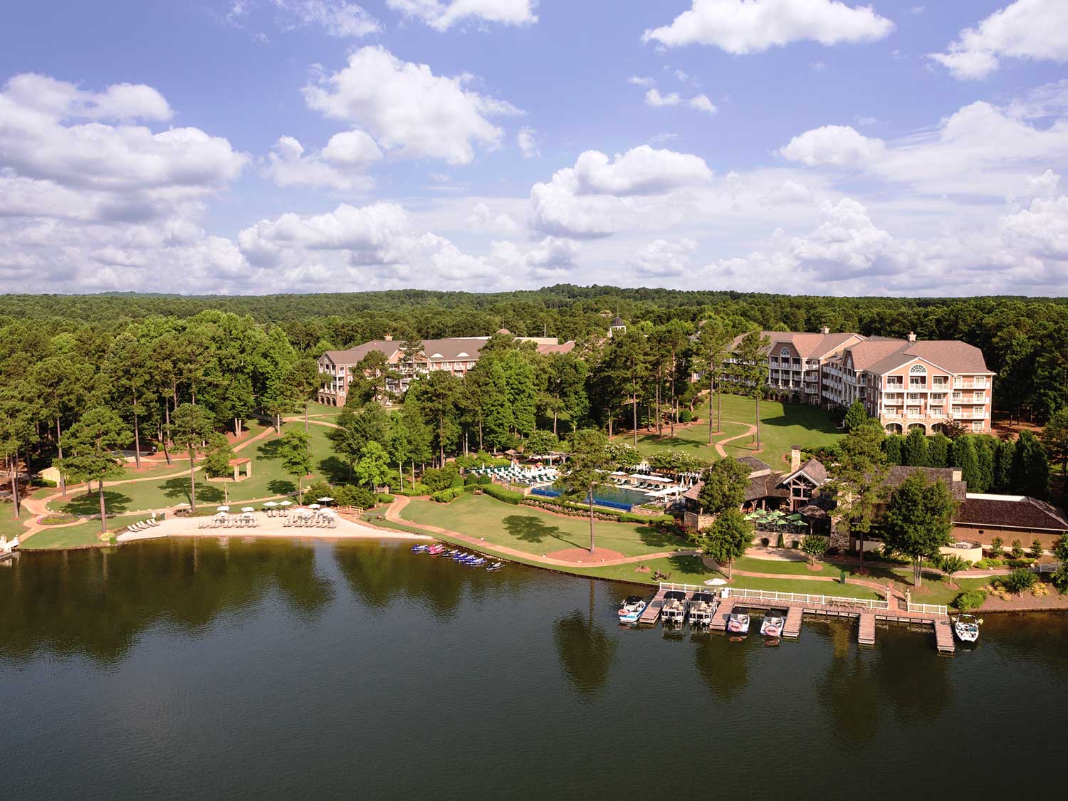 The Ritz-Carlton, Reynolds Lake Oconee is set right on the water and surrounded by the area's rich forestry.