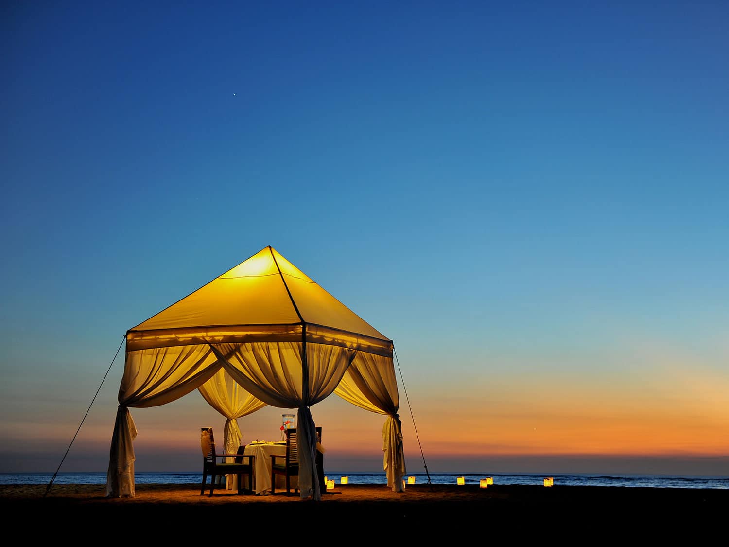 romantic dinner on the beach