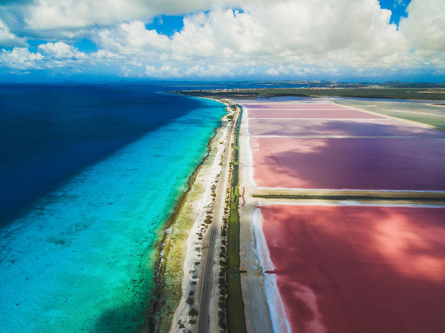 salt pans on an island.