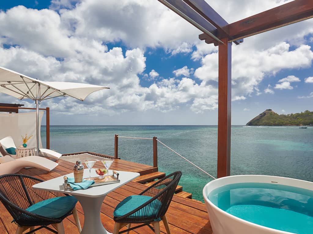 Sandals Grande St. Lucian overwater bungalows.