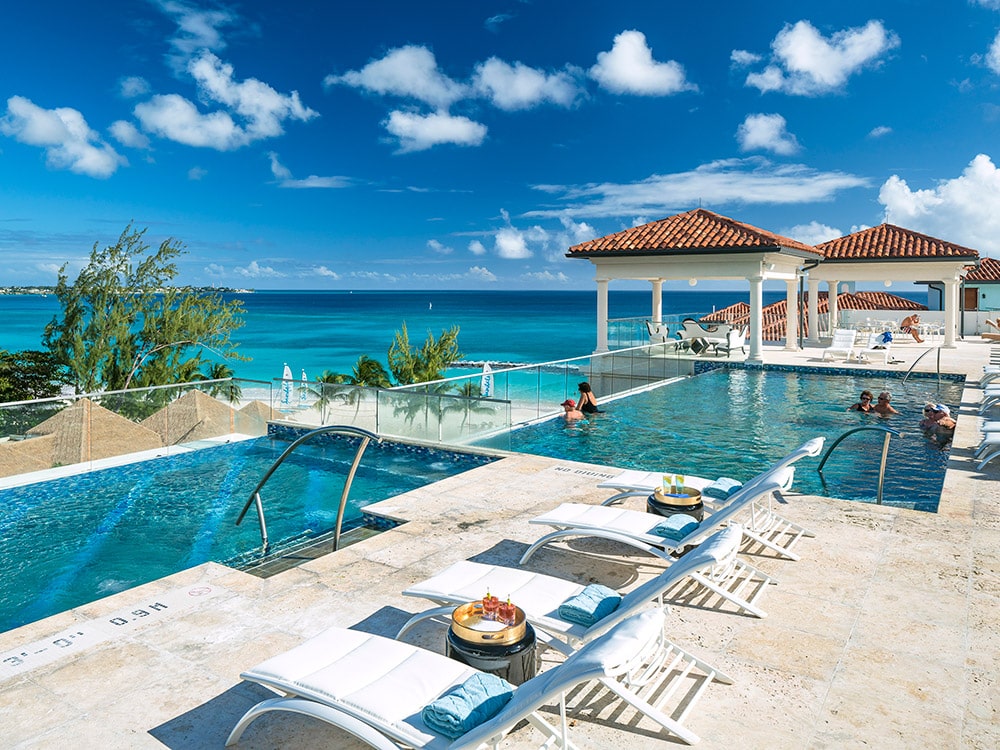The rooftop pool at sandals royal barbados